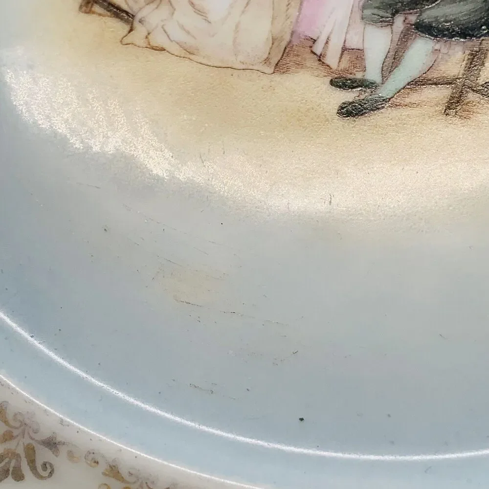 ANTIQUE KPM GERMANY Porcelain Teapot Stand Trivet Ladies 6.75 in